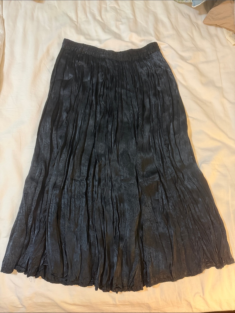 Vintage 90s Kaktus Plus Black Shiny Crinkle Rayon Maxi Skirt 1X